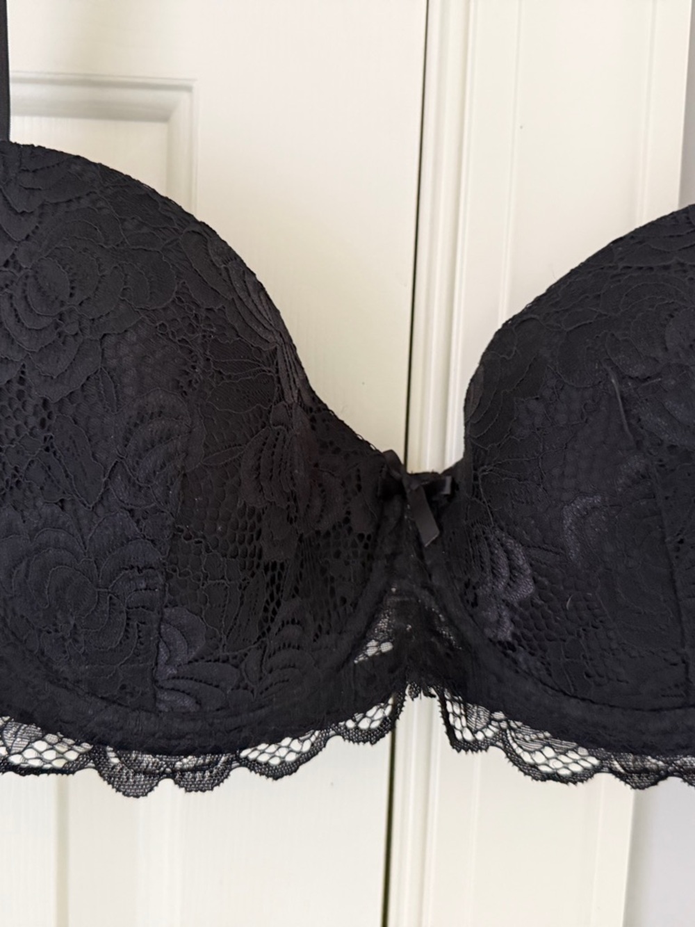 sophie b. Black Lace Push-Up Bra with Scalloped Edge